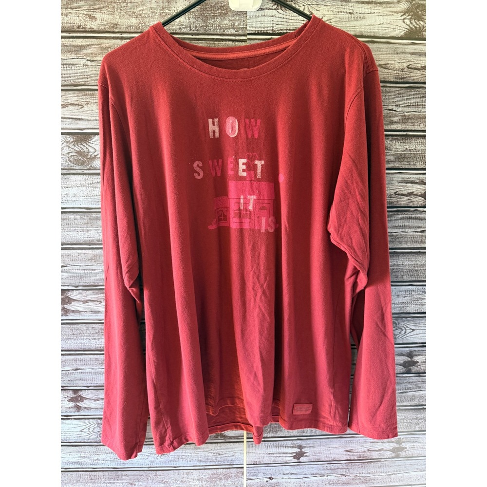 Life is Good Women's XL How Sweet It Is Graphic Long Sleeve Crusher Tee Shirt‎